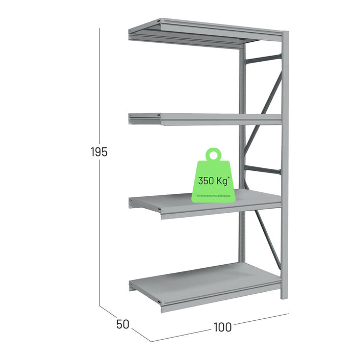 Scaffalatura zincata ad incastro modulo aggiuntivo
