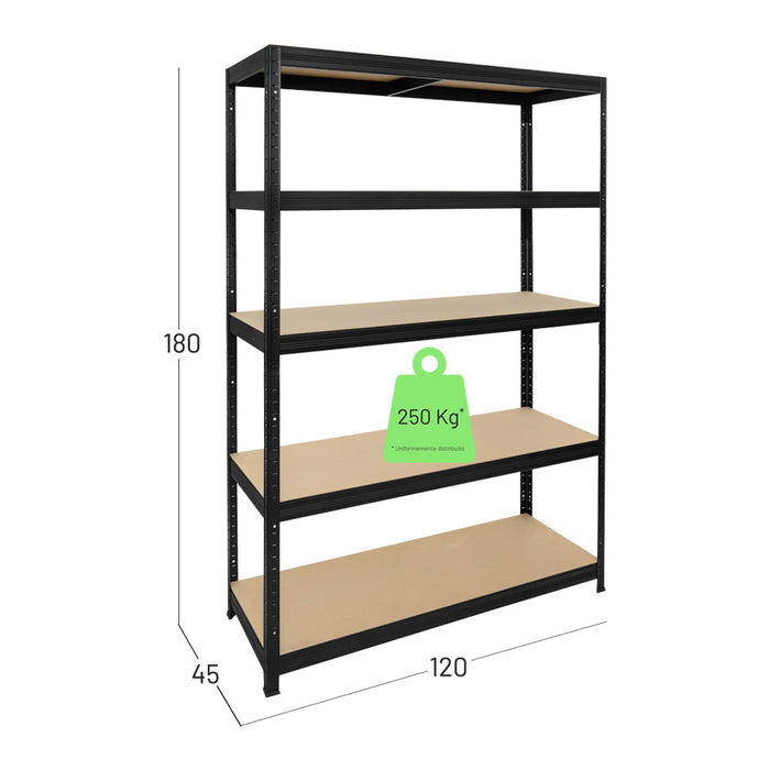 Scaffale Legno-Metallo nero ad incastro