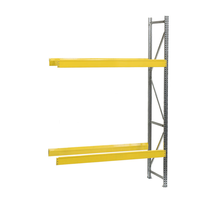 scaffalatura porta gomme modulo aggiuntivo zincata e gialla con due ripiani porta pneumatici misure in centimetri larghezza 100 profondità 50 altezza 135