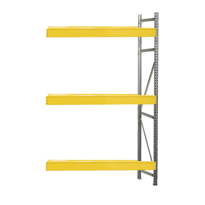 scaffalatura porta gomme modulo aggiuntivo zincata e gialla con tre ripiani porta pneumatici misure in centimetri larghezza 100 profondità 50 altezza 135
