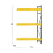 scaffalatura porta gomme modulo espansione zincata e gialla misure in centimetri larghezza 100 profondità 50 altezza 135
